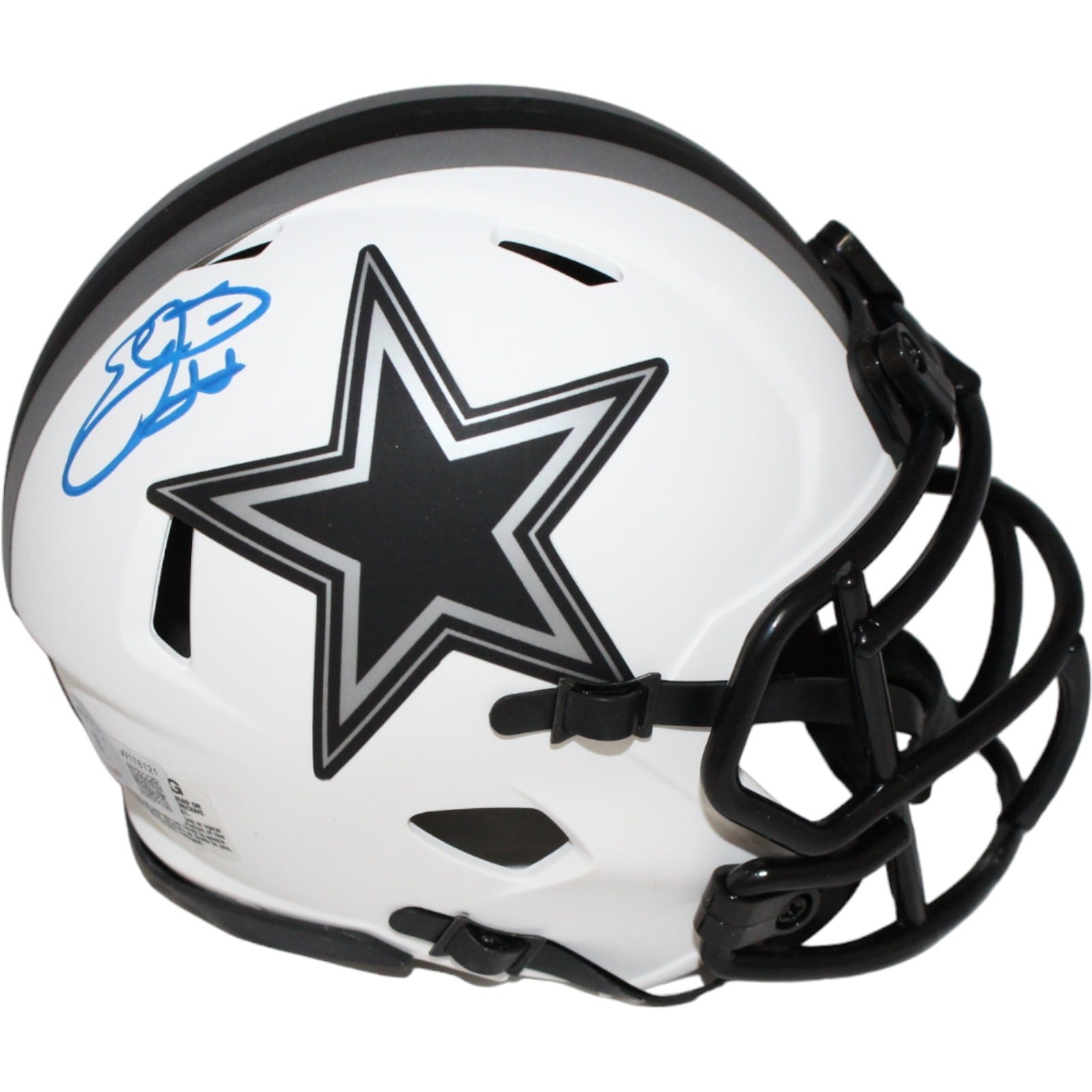 Emmitt Smith Signed Dallas Cowboys Lunar Mini Helmet – Beckett Authenticated-Powers Sports Memorabilia