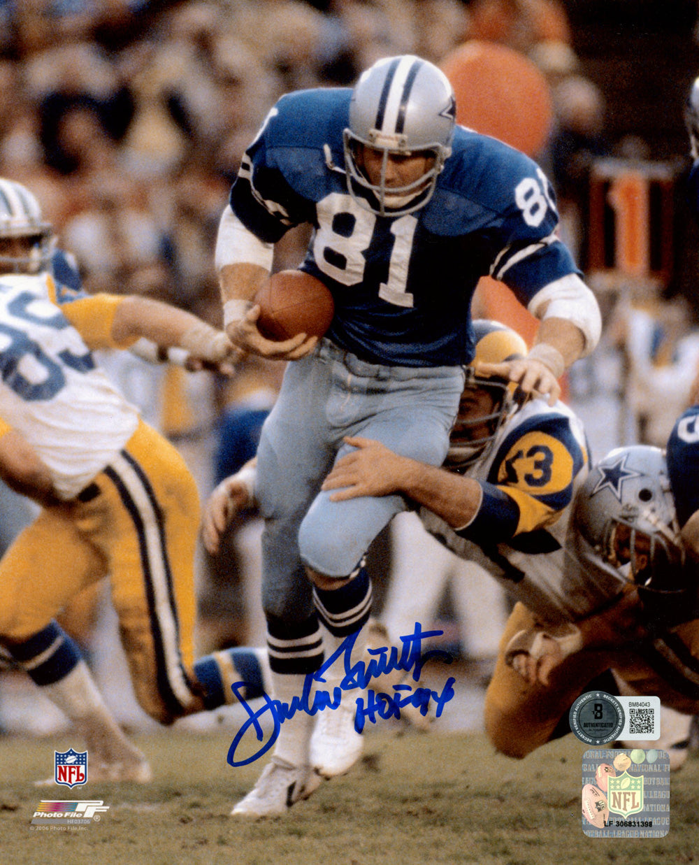 Jackie Smith Dallas Cowboys Signed 8x10 Photo - HOF Beckett Beckett-Powers Sports Memorabilia