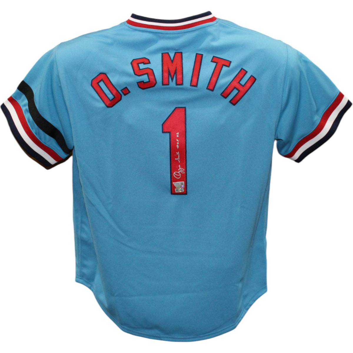 Ozzie Smith St Louis Cardinals Signed Jersey - M&N Blue HOF FAN-Powers Sports Memorabilia