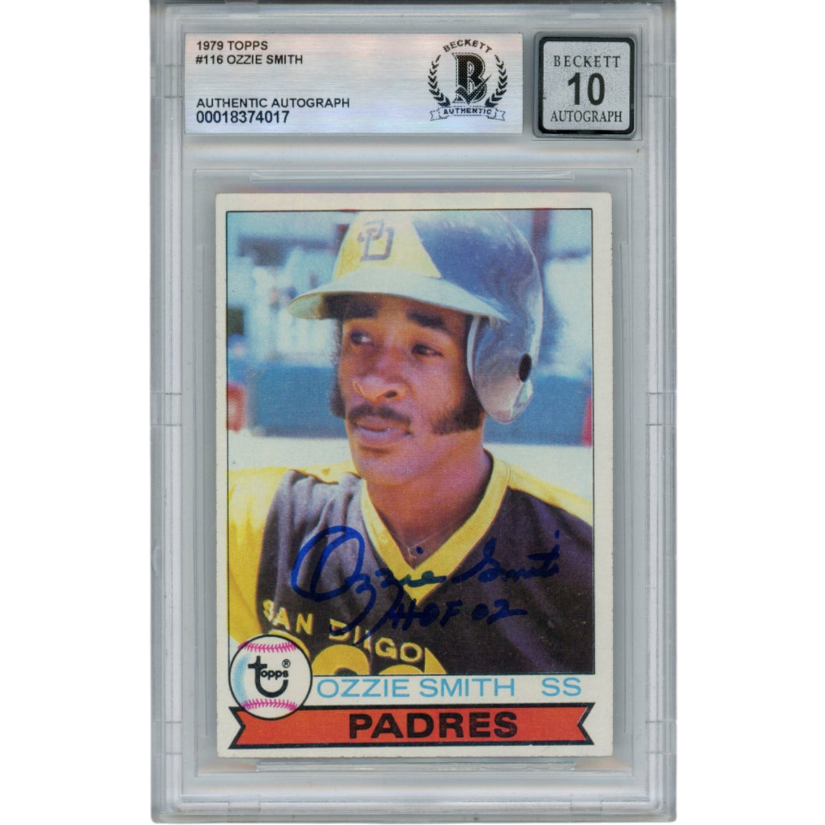 Ozzie Smith San Diego Padres Signed Card - 1979 Topps #116 Slab HOF Slab Beckett Beckett-Powers Sports Memorabilia
