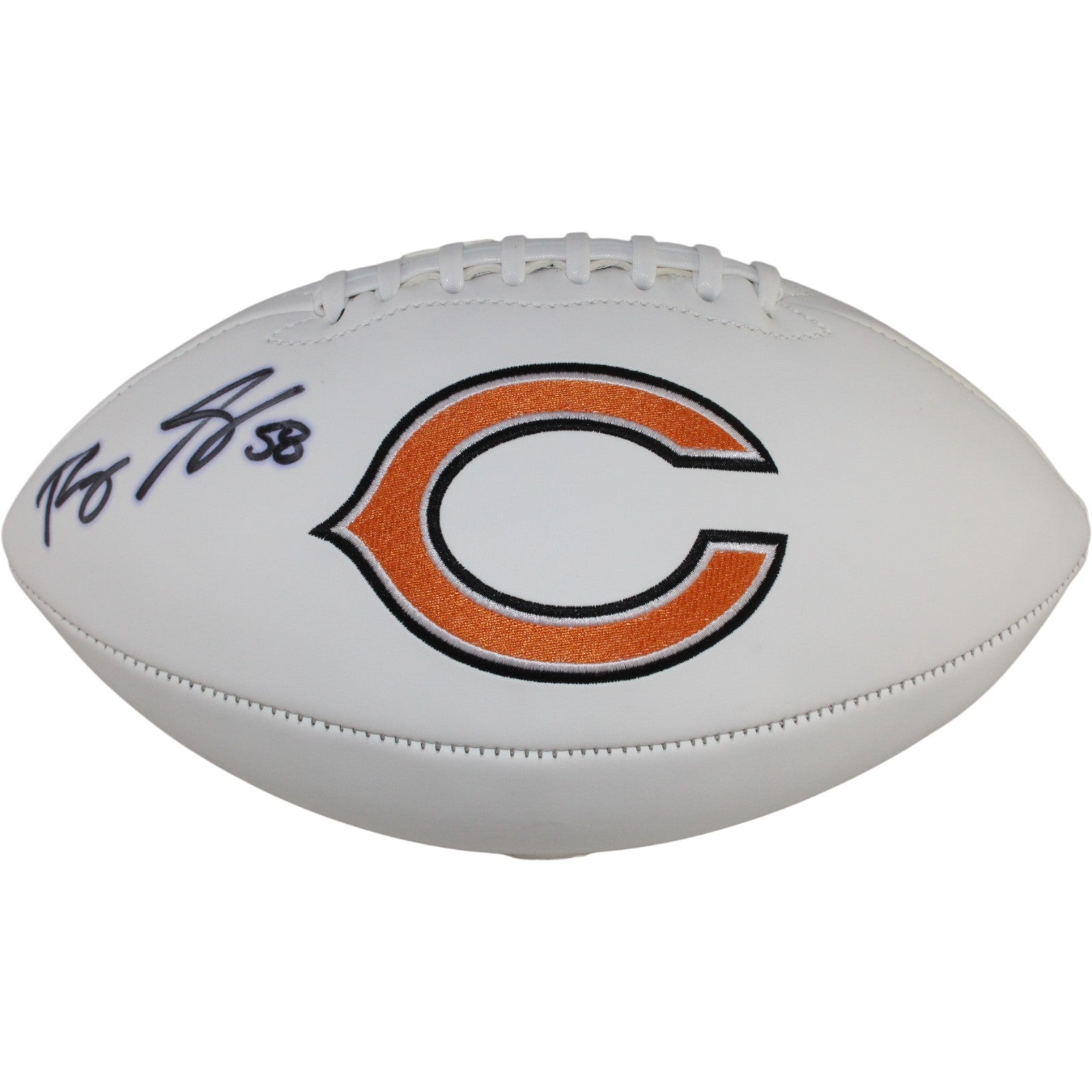 Roquan Smith Chicago Bears Logo Signed Football-Powers Sports Memorabilia