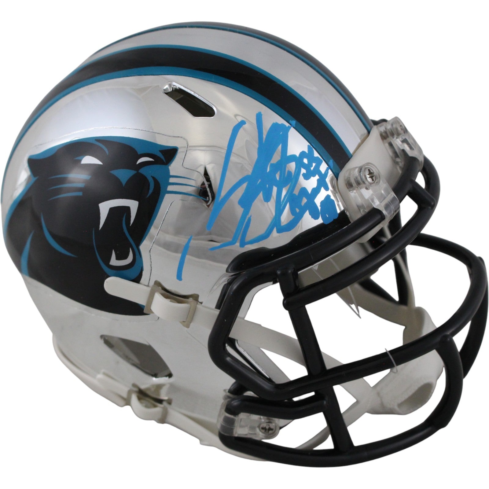 Steve Smith Carolina Panthers Signed Mini Helmet Chrome Radtke 53142-Powers Sports Memorabilia