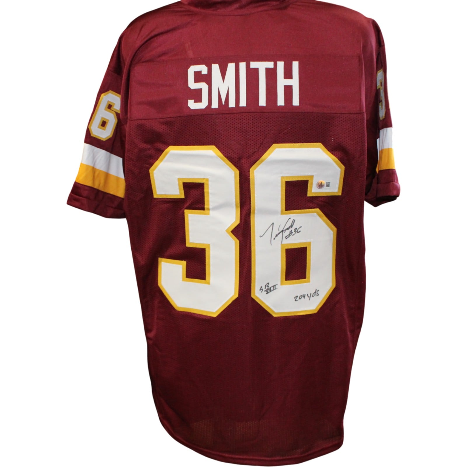 Timmy Smith Signed Pro Style XL Red Jersey 204 yds Super Bowl – Beckett Authenticated-Powers Sports Memorabilia