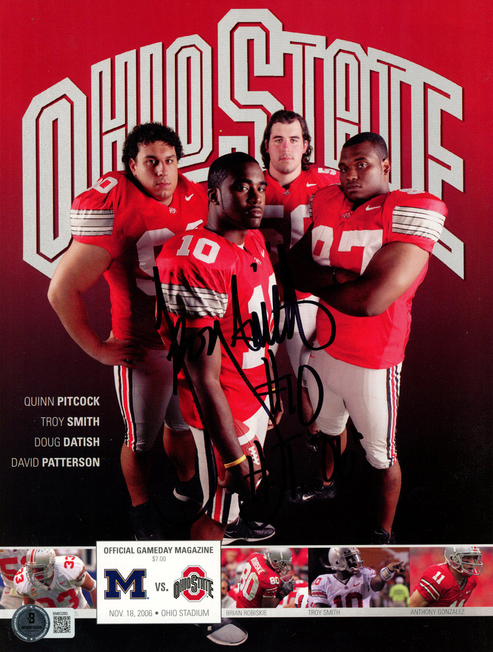 Troy Smith Ohio State Buckeyes Signed Magazine - 11/18/2006 Ohio State Magazine HT Beckett-Powers Sports Memorabilia