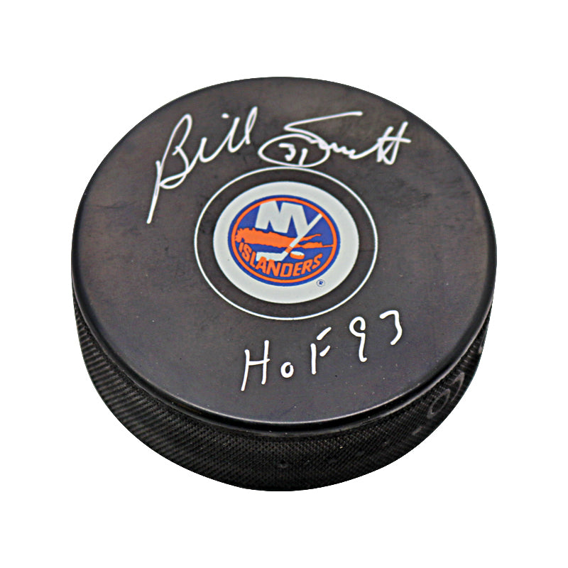 Billy Smith New York Islanders Signed and Inscr. "HOF 93" Islanders Puck (PSA Auth)