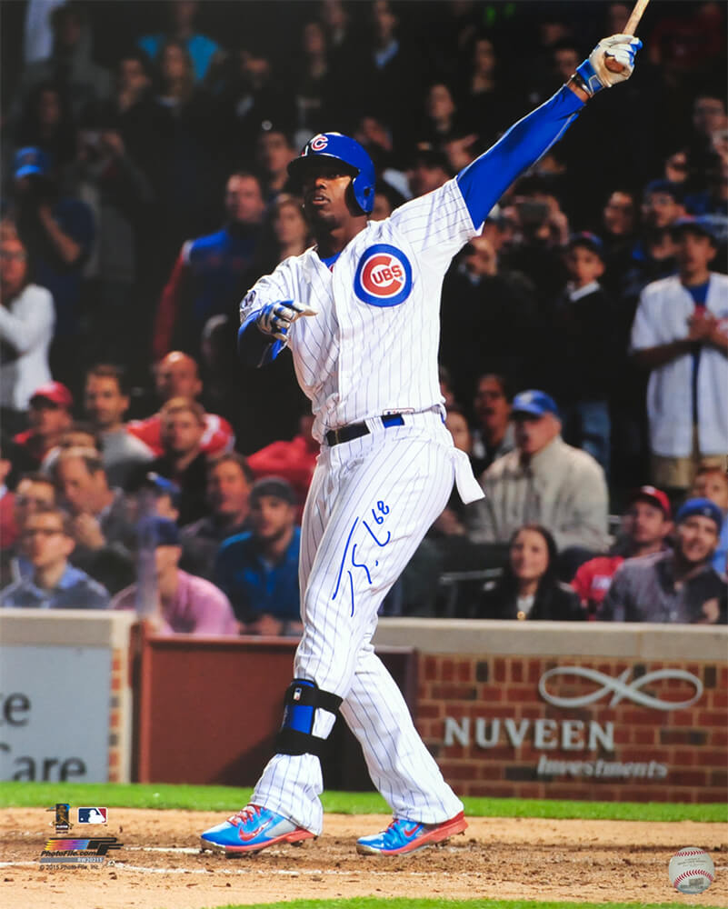 Jorge Soler Chicago Cubs Autographed Pinstripe Jersey Batting 16x20 Photo-Powers Sports Memorabilia