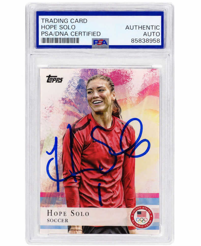 Hope Solo Autographed 2012 Topps US Olympic Team Card #50 - (PSA Encapsulated)-Powers Sports Memorabilia