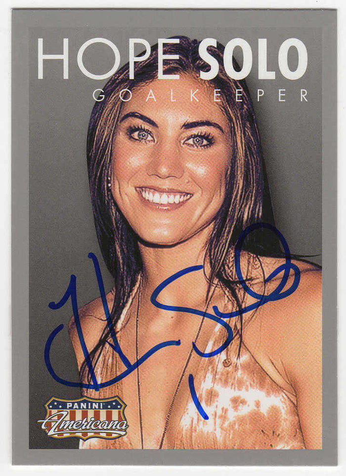 Hope Solo Autographed 2015 Panini Americana Silver Trading Card #6-Powers Sports Memorabilia