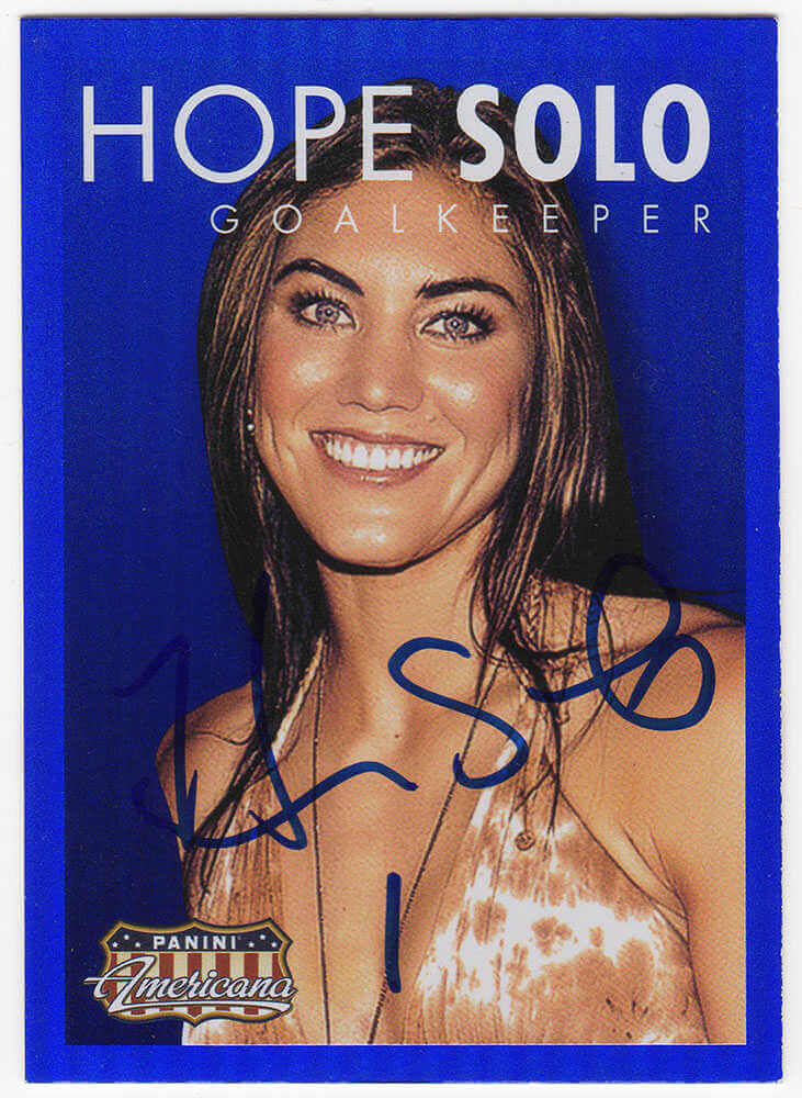 Hope Solo Autographed 2015 Panini Americana Blue Trading Card #6