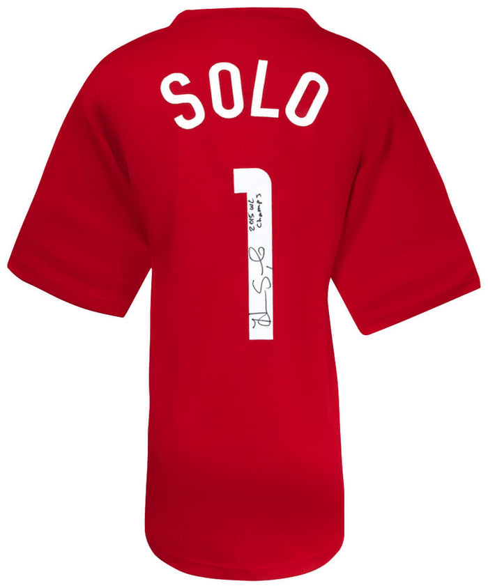 Hope Solo Autographed Red Custom Soccer Jersey with 2015 WC Champs-Powers Sports Memorabilia