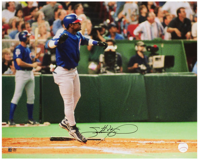 Sammy Sosa Autographed Chicago Cubs Home Run Jump Celebration 16x20 Photo-Powers Sports Memorabilia