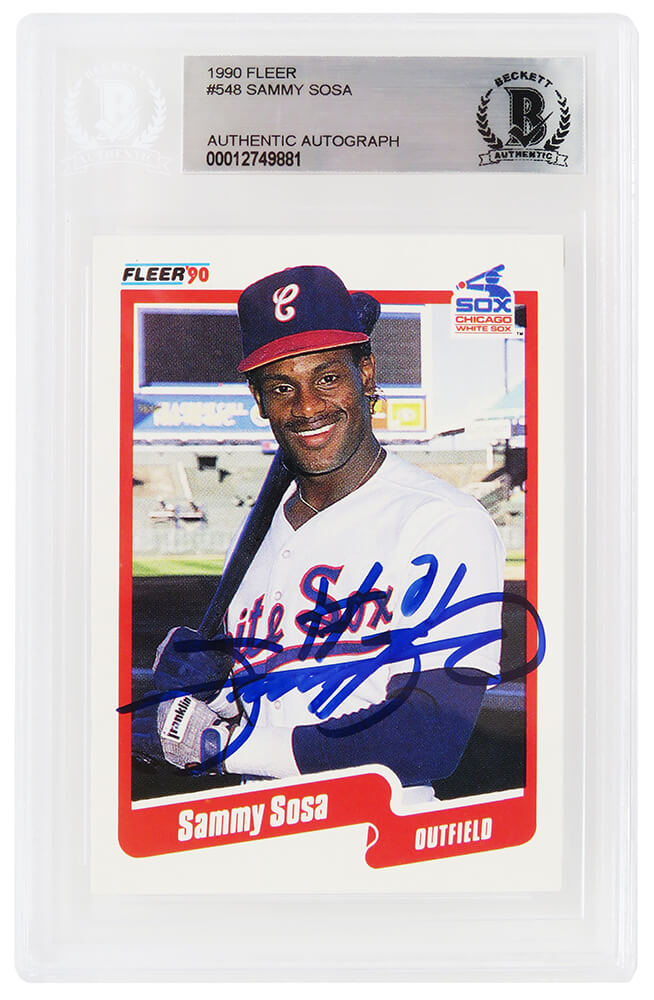 Sammy Sosa Autographed Chicago White Sox 1990 Fleer Rookie Baseball Card #548-Powers Sports Memorabilia