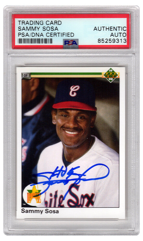 Sammy Sosa Chicago White Sox Autographed 1990 Upper Deck Baseball Card #17-Powers Sports Memorabilia
