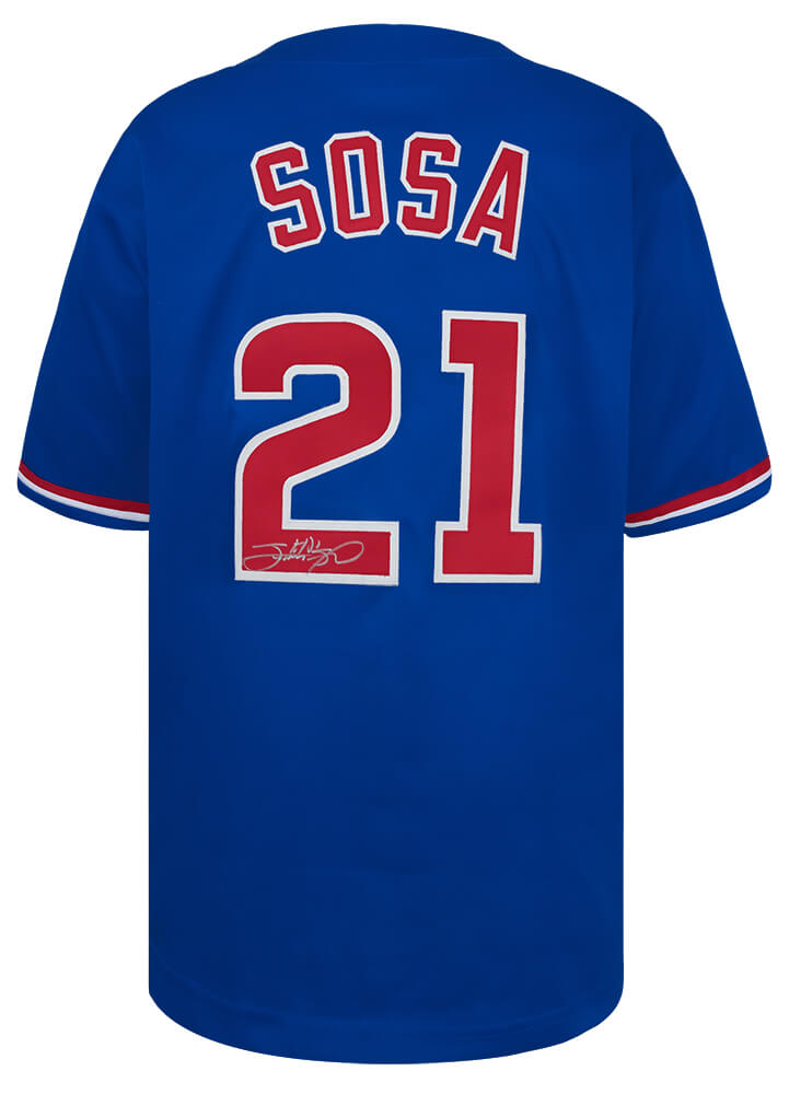 Sammy Sosa Autographed Blue Custom Baseball Jersey-Powers Sports Memorabilia