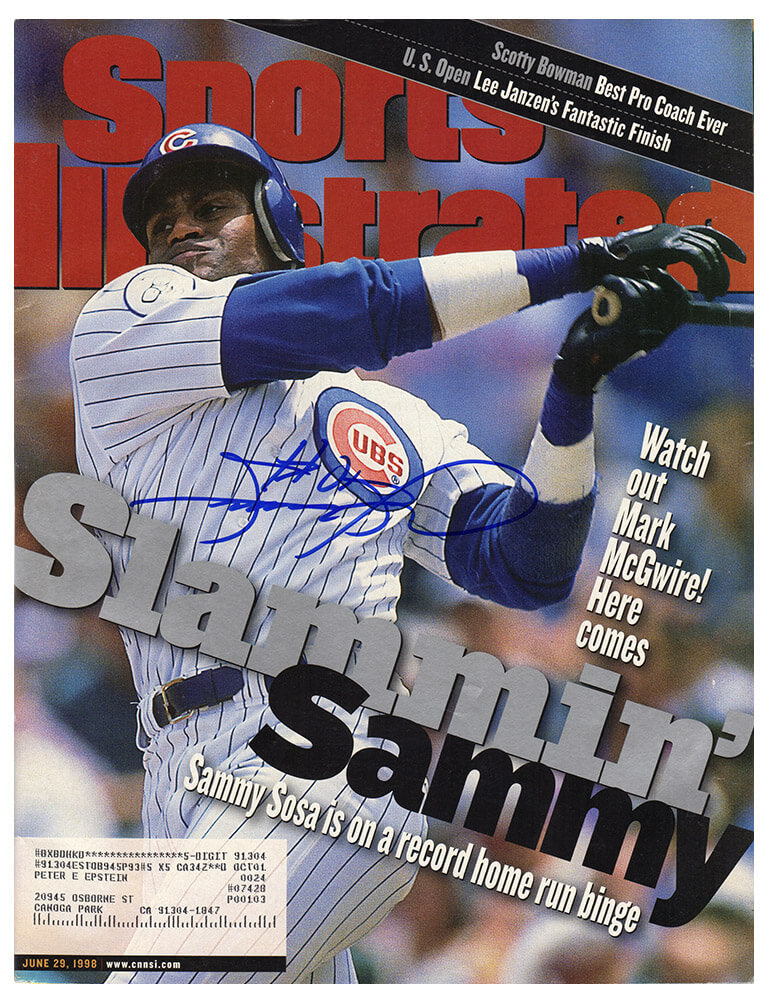 Sammy Sosa Chicago Cubs Autographed Sports Illustrated 6/29/98 'Slammin-Powers Sports Memorabilia