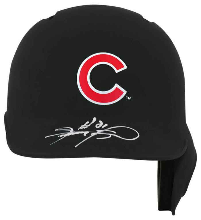 Sammy Sosa Chicago Cubs Autographed Rawlings Matte Mini Baseball Batt Black-Powers Sports Memorabilia