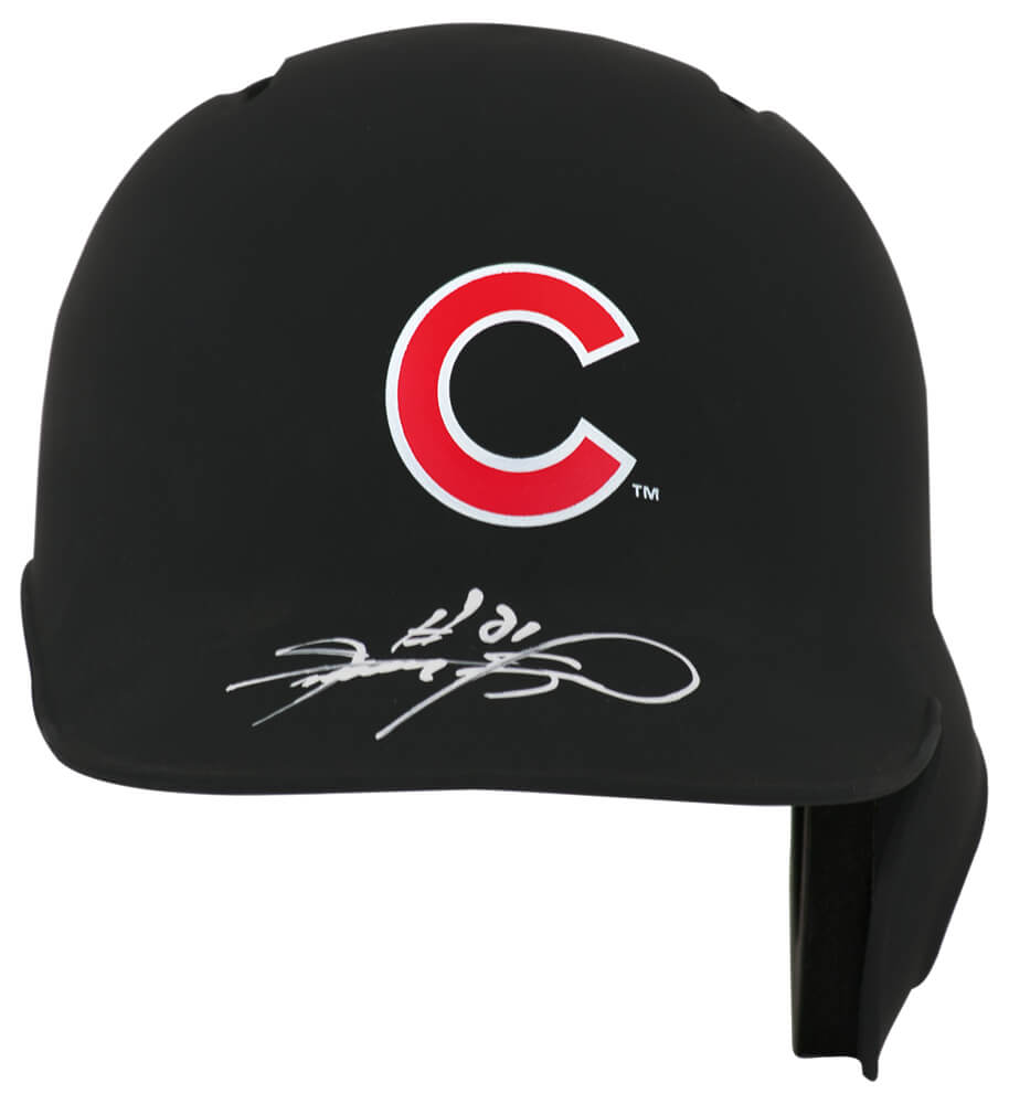 Sammy Sosa Chicago Cubs Autographed Rawlings Matte Mini Baseball Batt Black-Powers Sports Memorabilia