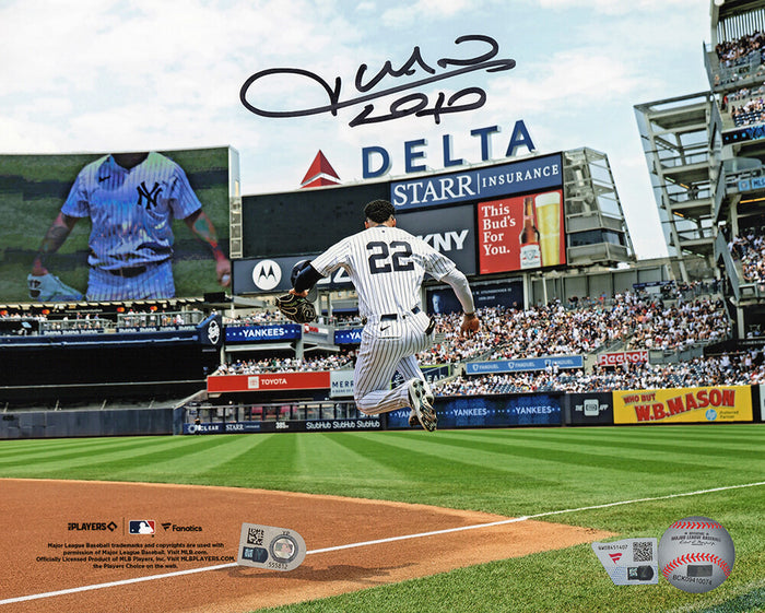 Juan Soto Autographed New York Yankees Jump Onto Field 8x10 Photo - (Fanatics/MLB Holo)-Powers Sports Memorabilia