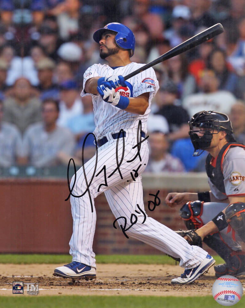 Geovany Soto Autographed Chicago Cubs Swinging Action 8x10 Photo with ROY'08-Powers Sports Memorabilia