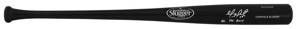 Geovany Soto Autographed Louisville Slugger Pro Stock Black Baseball Bat with NL 08 ROY-Powers Sports Memorabilia