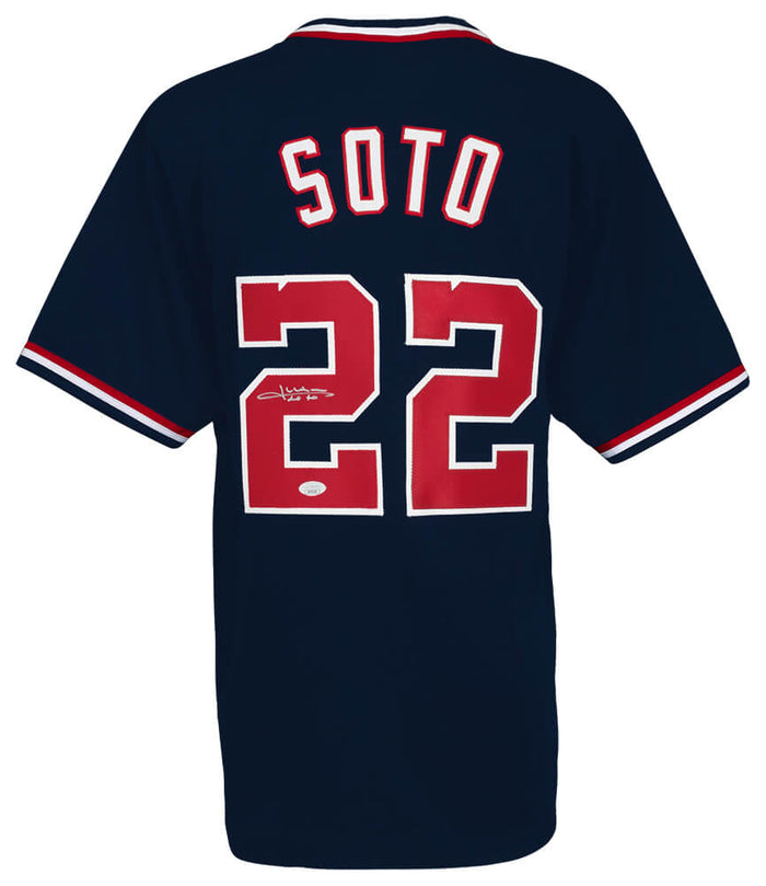 Juan Soto Autographed Navy Custom Baseball Jersey - (JSA)-Powers Sports Memorabilia