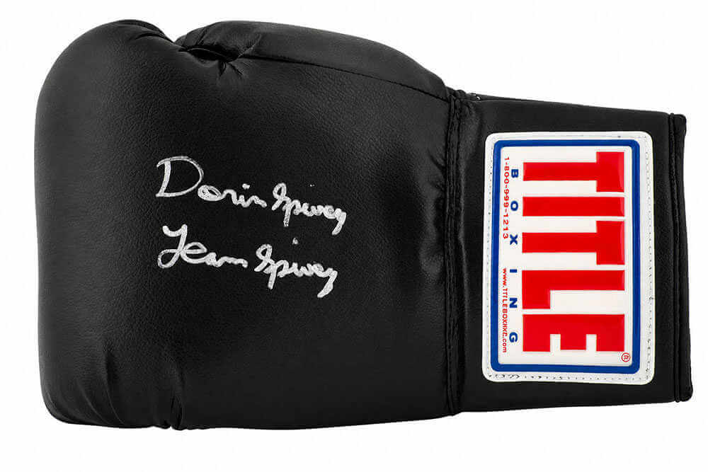 Dorin Spivey Autographed Title Black Boxing Glove w/ Team Spivey