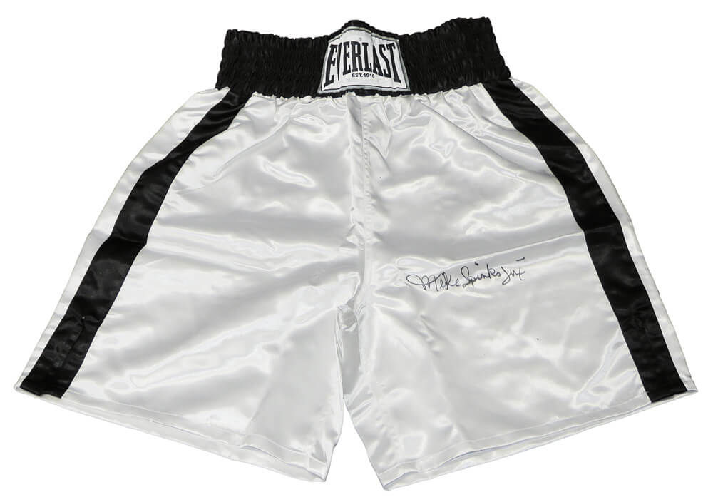 Michael (Mike) Spinks Autographed Everlast White Boxing Trunks with Jinx-Powers Sports Memorabilia