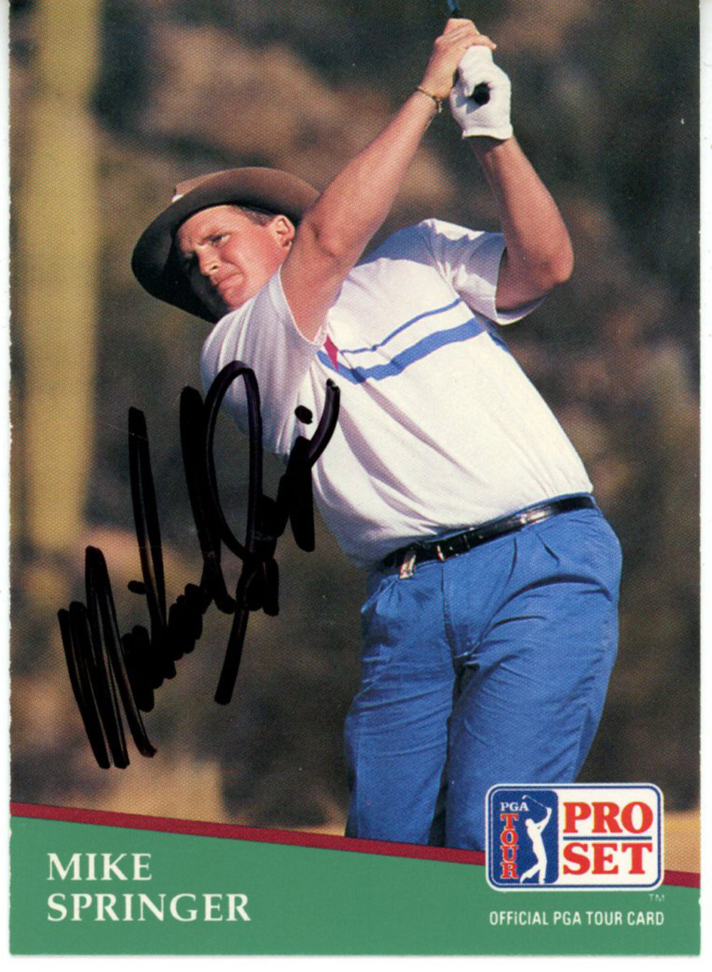 Mike Springer Pga Signed Card - 1991 Pro Set #176 Beckett Beckett-Powers Sports Memorabilia