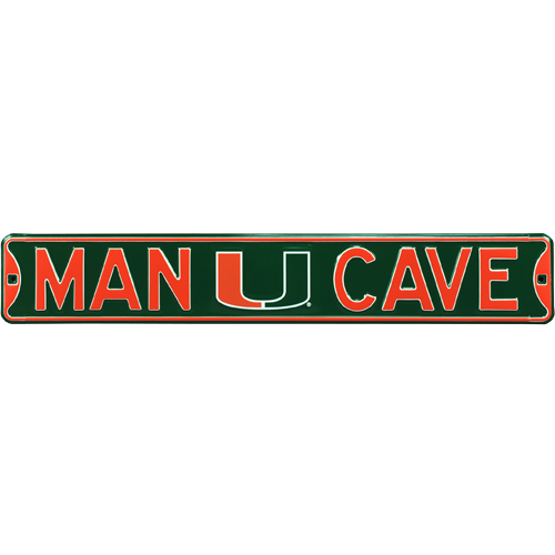 Miami Hurricanes "MAN CAVE" Authentic Street Sign | Collectible Memorabilia-Powers Sports Memorabilia