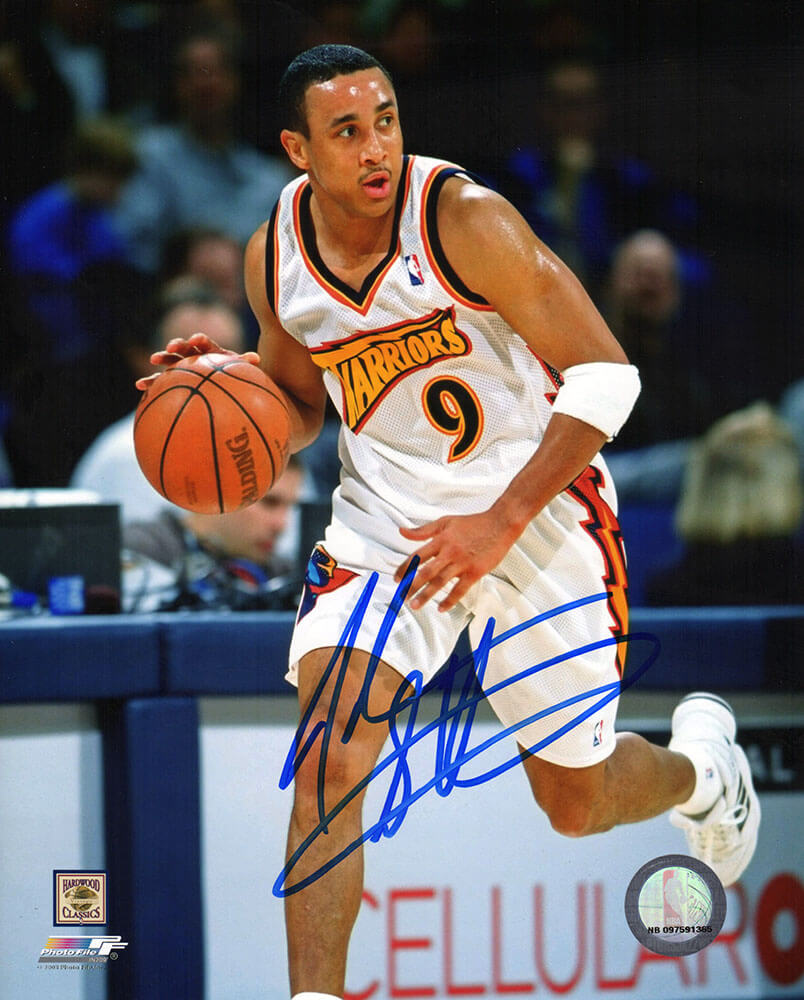 John Starks Autographed Golden State Warriors White Jersey Action 8x10 Photo-Powers Sports Memorabilia