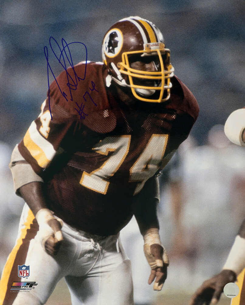 George Starke Autographed Washington Football Team Red Jersey Action 16x20 Photo-Powers Sports Memorabilia