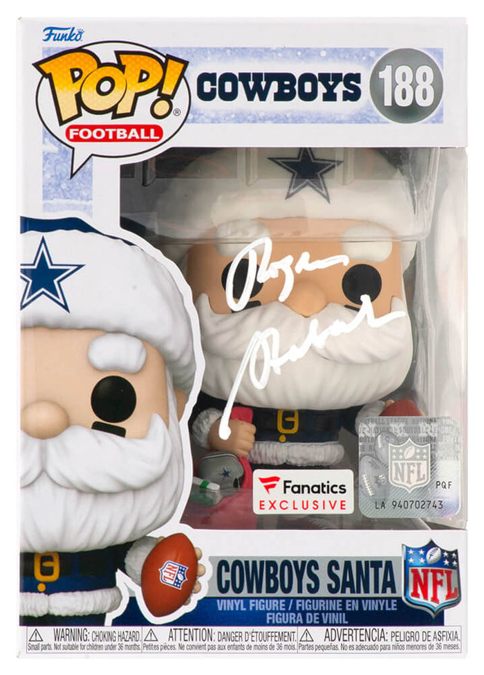 Roger Staubach Autographed Dallas Cowboys SANTA Funko Pop Doll #188-Powers Sports Memorabilia