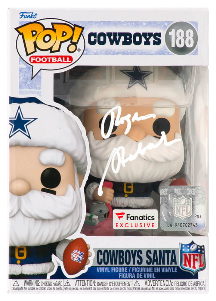 Roger Staubach Autographed Dallas Cowboys SANTA Funko Pop Doll #188-Powers Sports Memorabilia