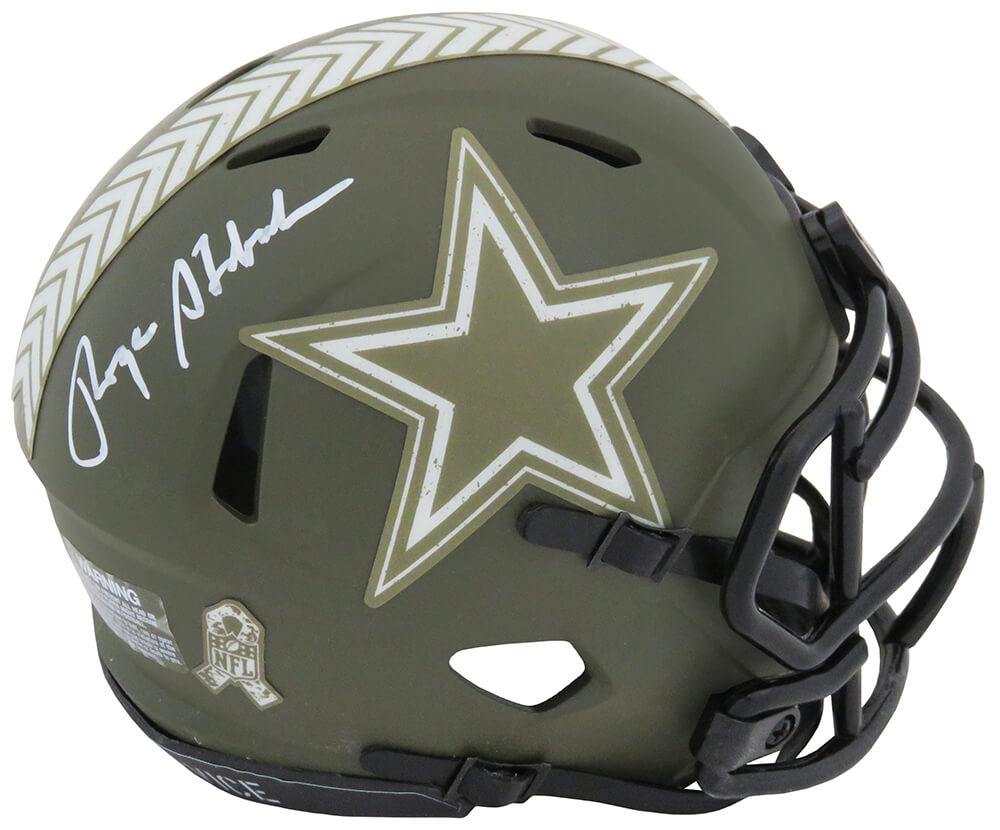 Roger Staubach Autographed Dallas Cowboys Salute to Service Riddell Speed Mini Helmet-Powers Sports Memorabilia