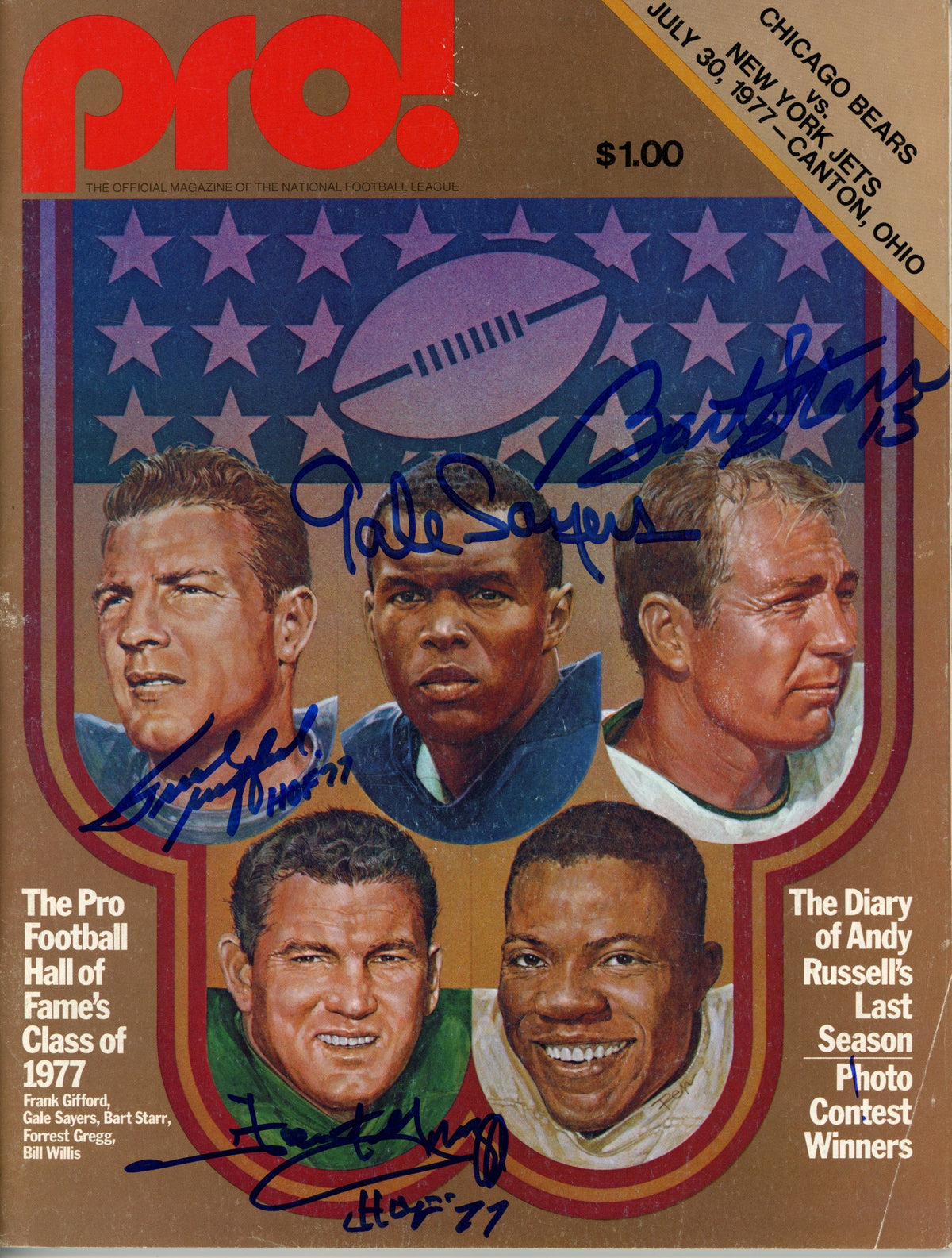 Bart Starr Gale Sayers Gifford Gregg Hall of Fame Signed Magazine - Magazine JSA JSA-Powers Sports Memorabilia