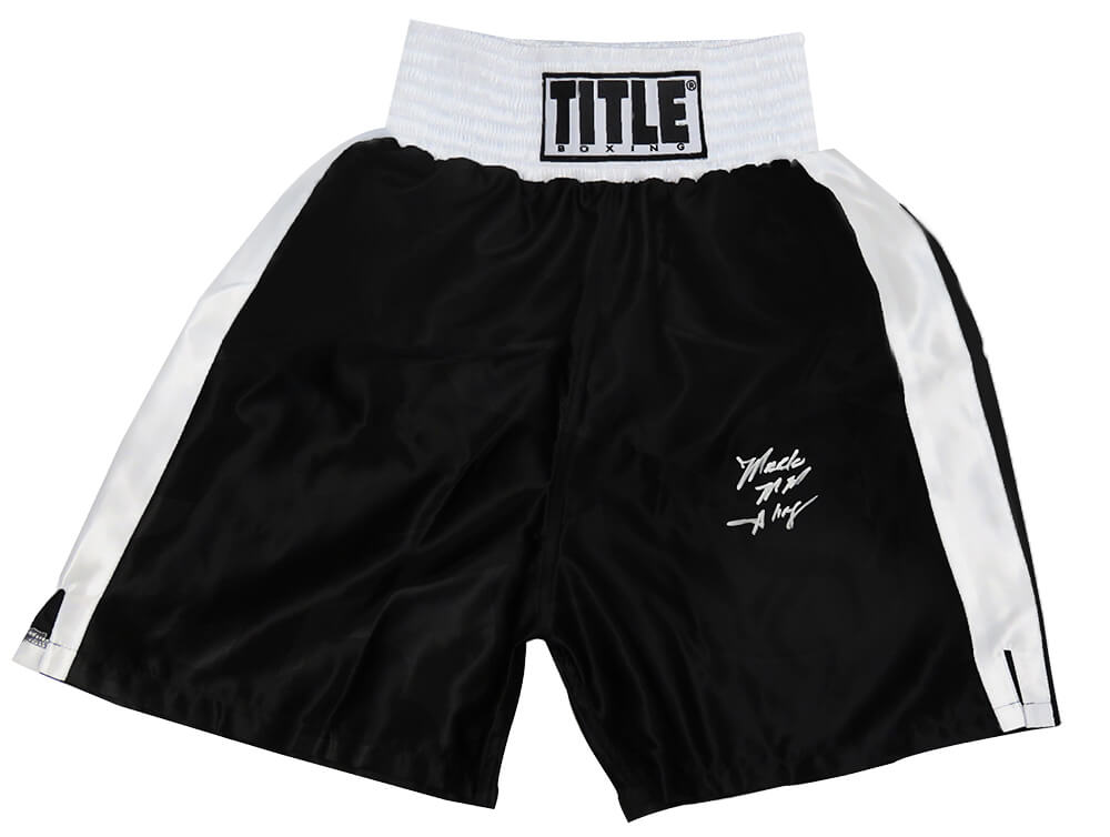 Marlon Starling Autographed Title Black With White Trim Boxing Trunks-Powers Sports Memorabilia