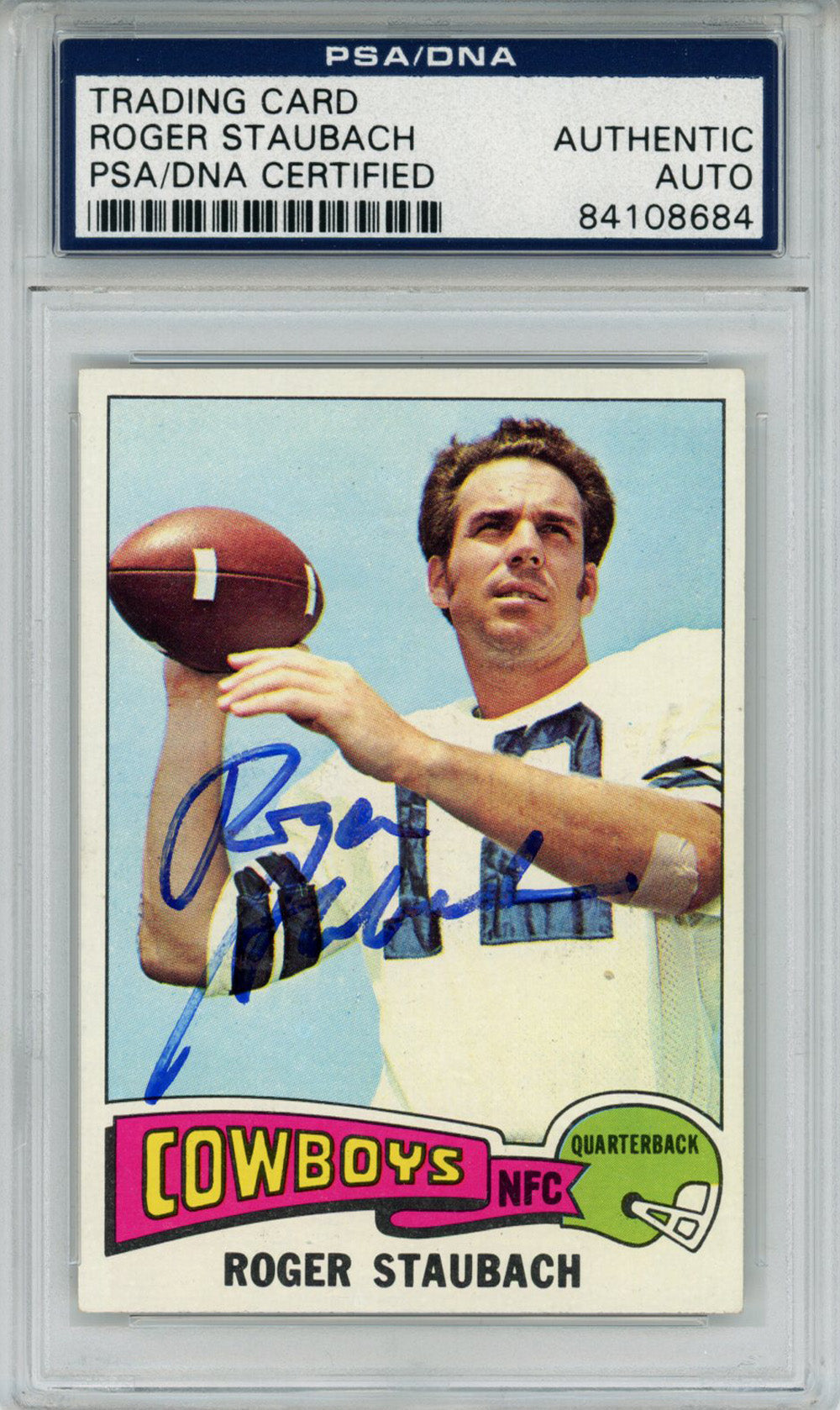 Roger Staubach Dallas Cowboys Signed Card - 1975 Topps #145 PSA Slab PSA-Powers Sports Memorabilia