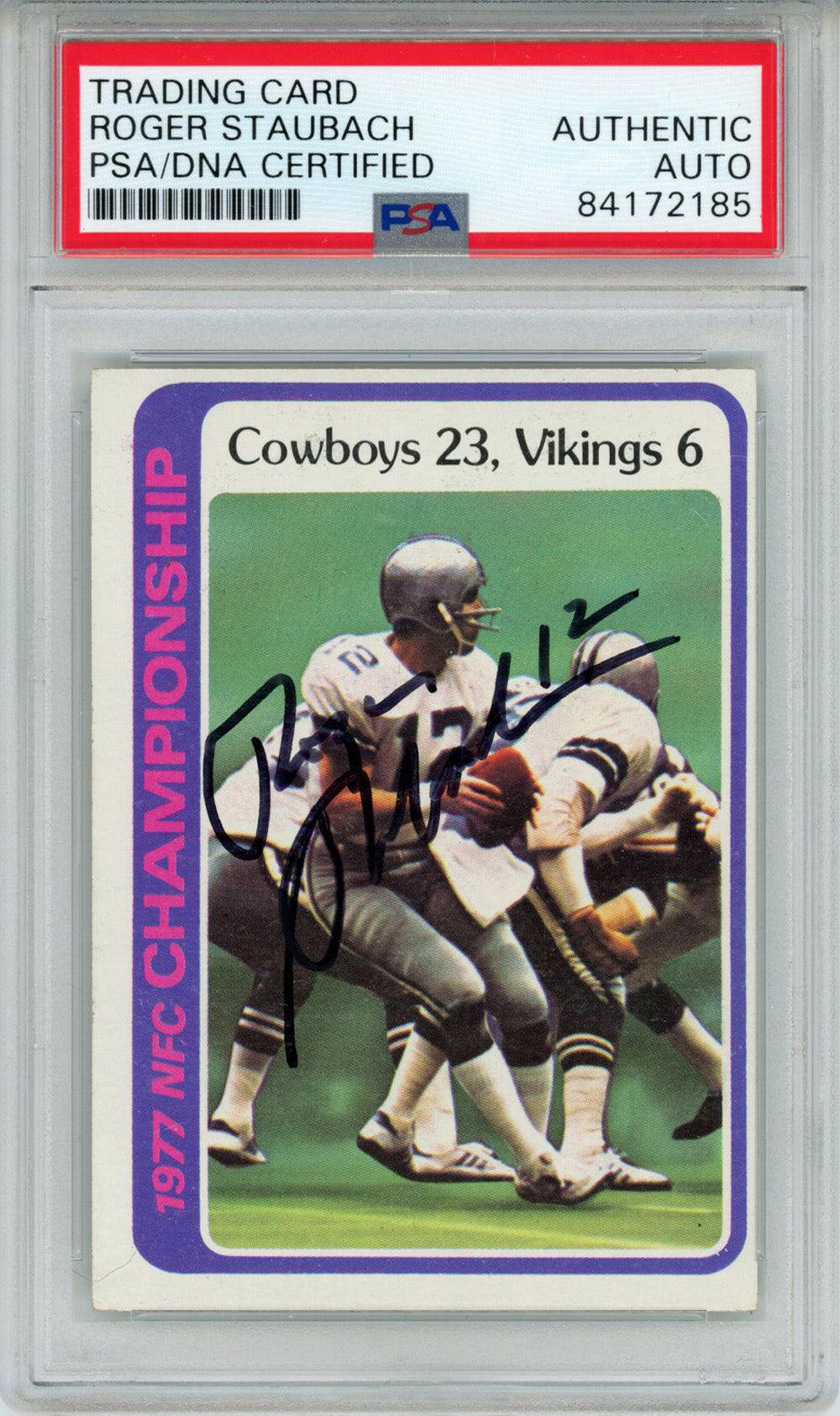 Roger Staubach Dallas Cowboys Signed Card - 1978 Topps #166 NFC Championship PSA Slab PSA-Powers Sports Memorabilia