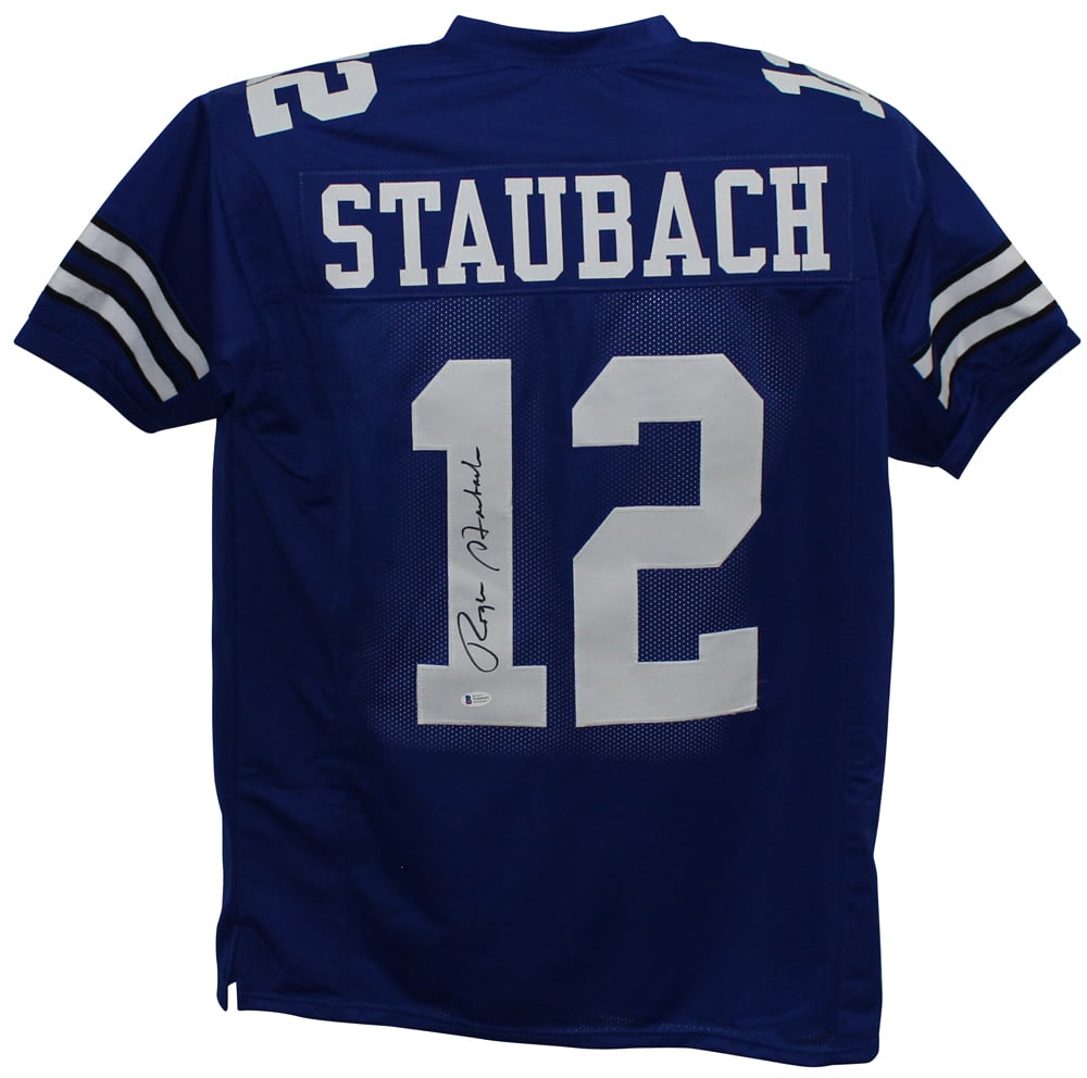 Roger Staubach Dallas Cowboys Signed Jersey - Pro Style Blue XL Beckett-Powers Sports Memorabilia