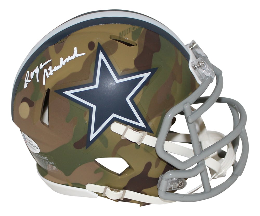 Roger Staubach Dallas Cowboys Signed Mini Helmet - Camo Beckett-Powers Sports Memorabilia