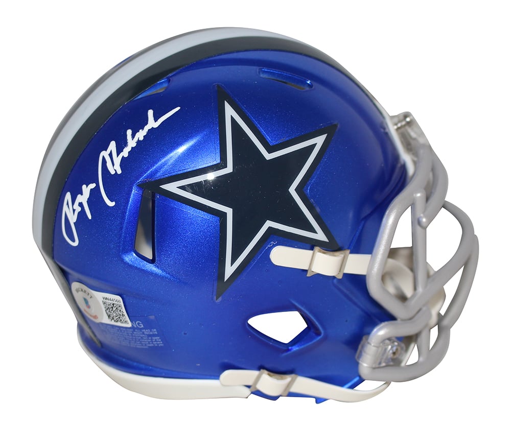 Roger Staubach Signed Dallas Cowboys Flash Mini Helmet – Beckett Authenticated-Powers Sports Memorabilia
