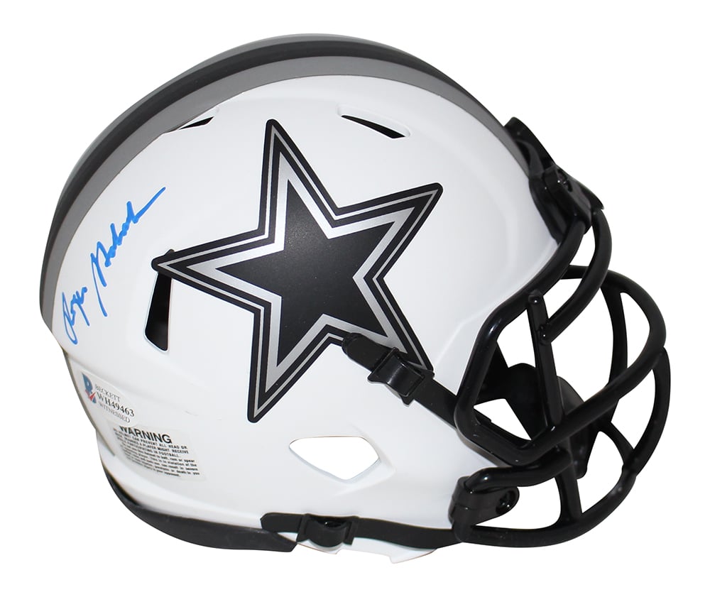 Roger Staubach Signed Dallas Cowboys Lunar Speed Mini Helmet – Beckett Authenticated-Powers Sports Memorabilia