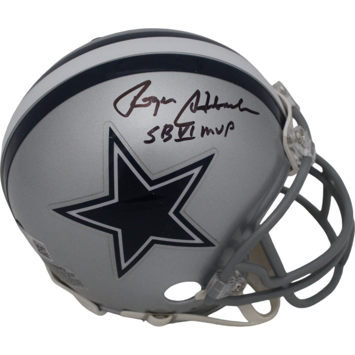 Roger Staubach Dallas Cowboys VSR4 Signed Mini Helmet SB MVP-Powers Sports Memorabilia