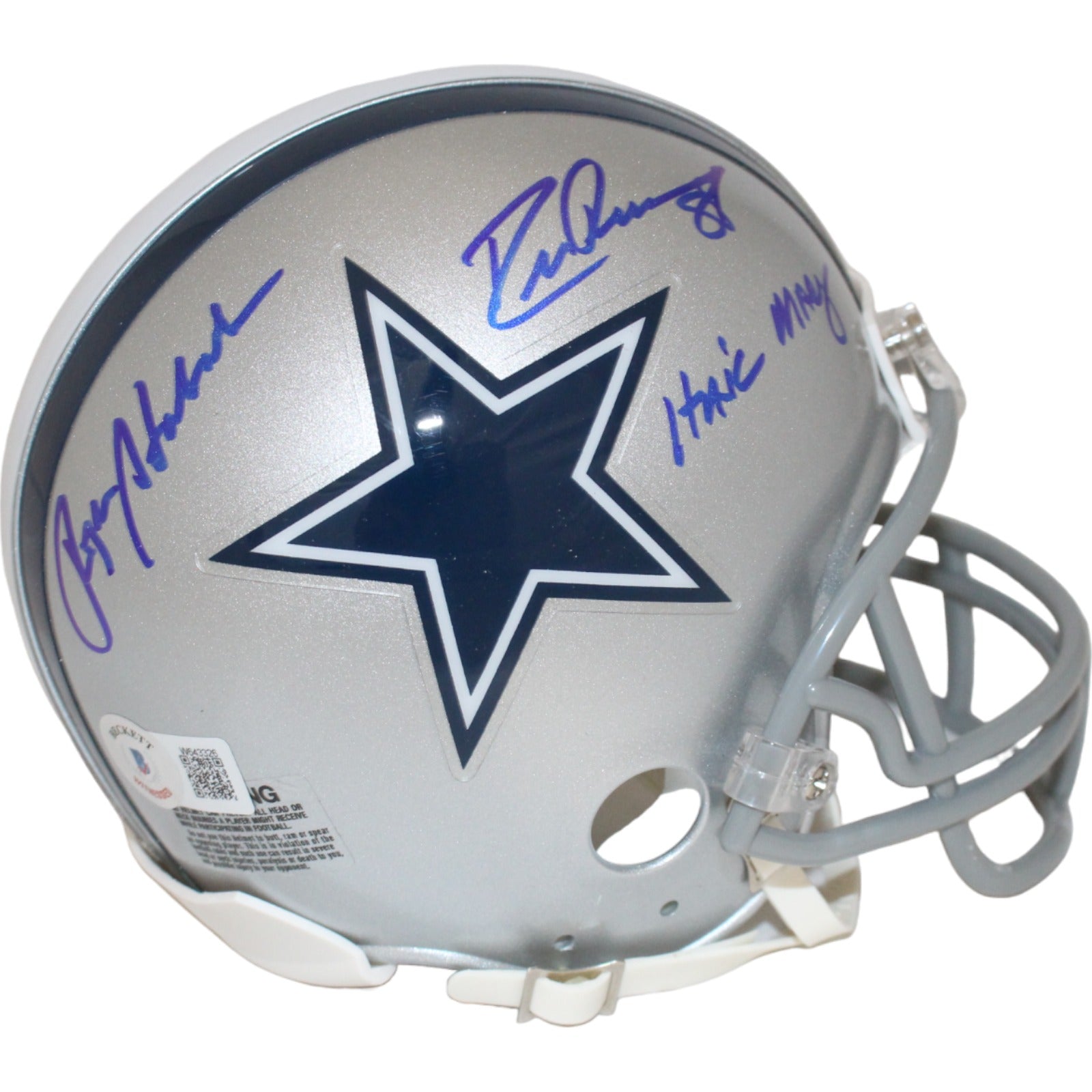 Roger Staubach Drew Pearson Dallas Cowboys Signed Mini Helmet Beclett-Powers Sports Memorabilia