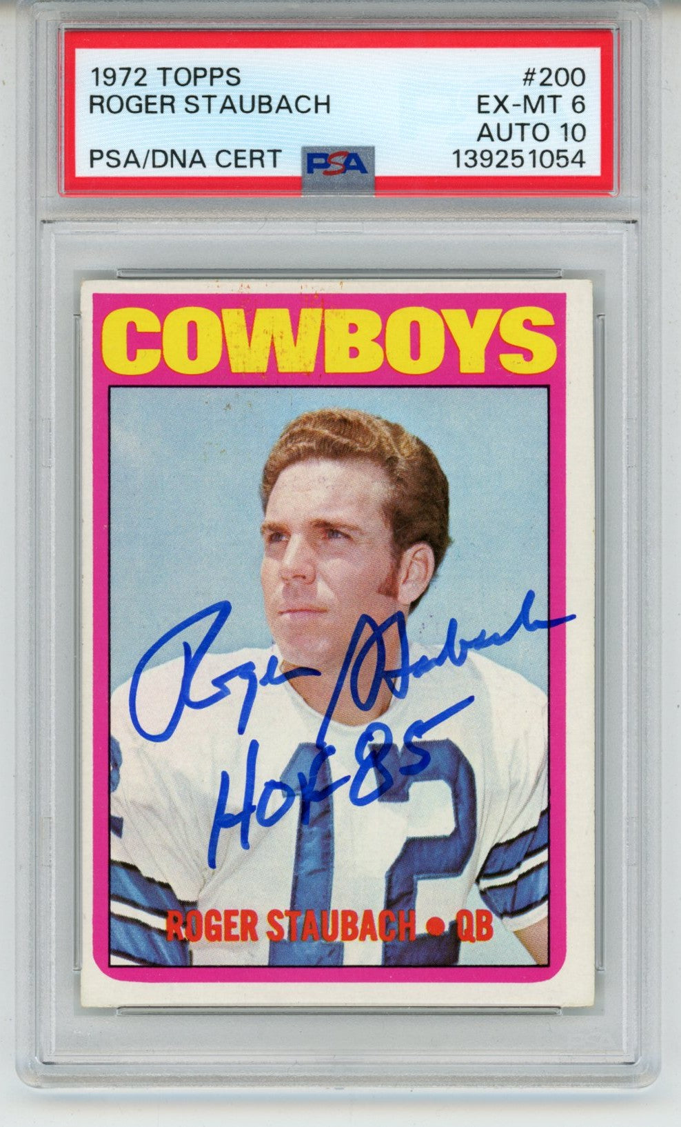 Roger Staubach Dallas Cowboys Signed Card - 1972 Topps HOF PSA 6 PSA-Powers Sports Memorabilia