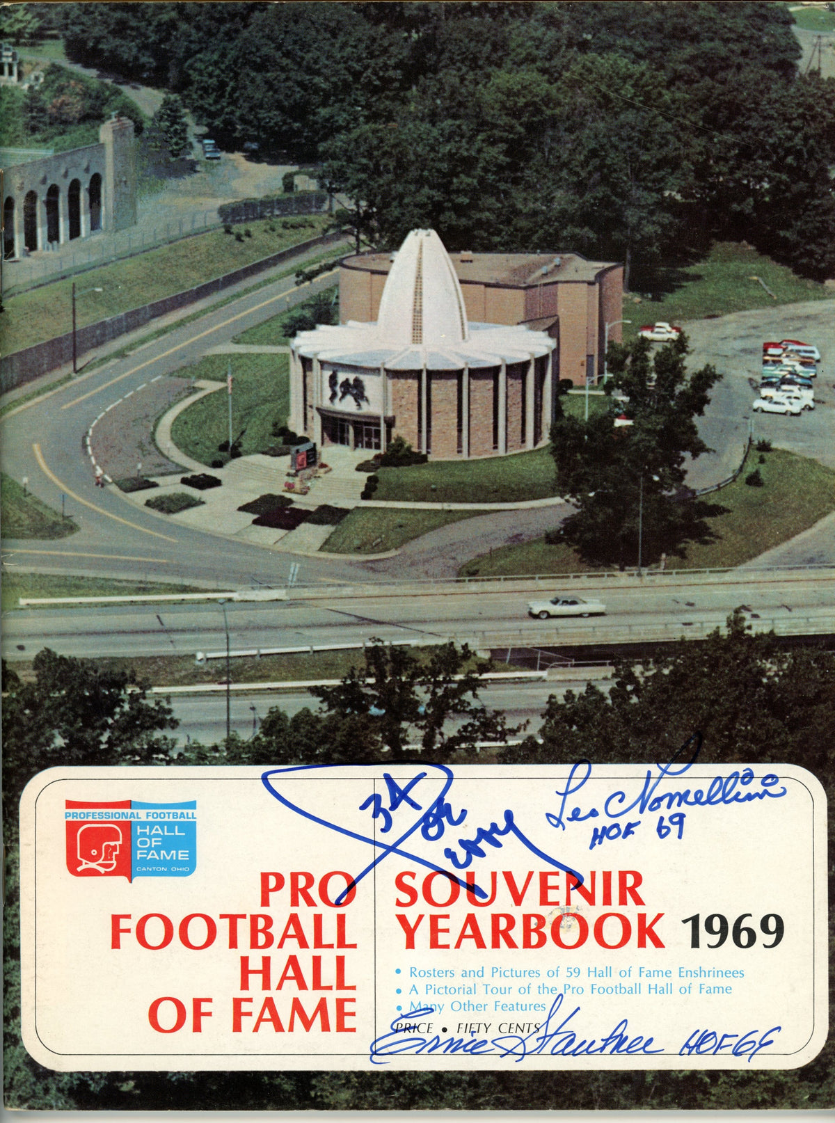 Ernie Stautner Joe Perry Leo Nomellini Hall of Fame Signed Mini Helmet - 69 Yearbook JSA JSA-Powers Sports Memorabilia