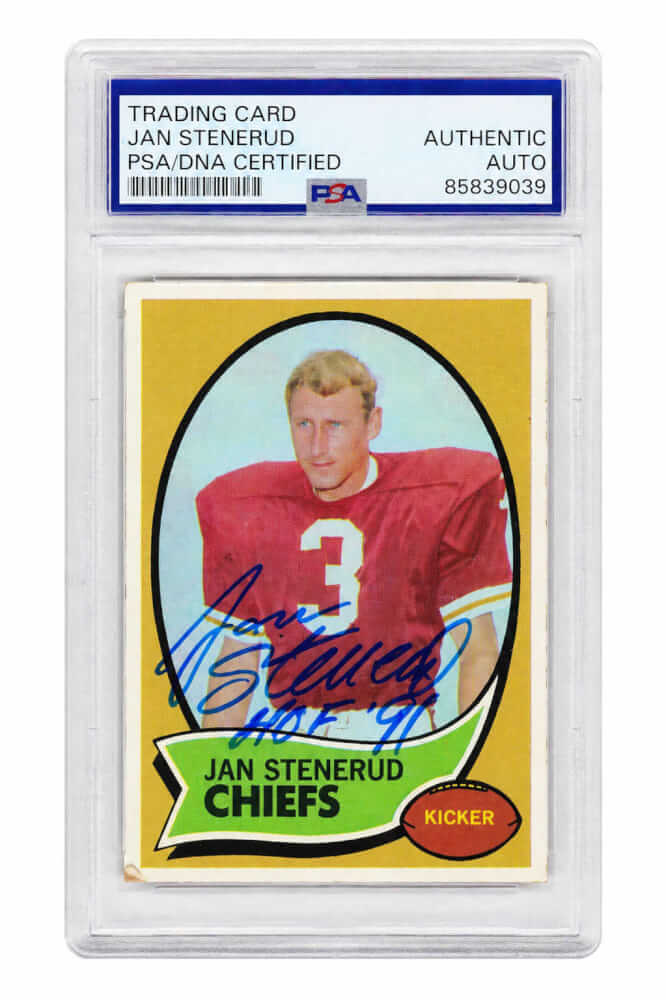 Jan Stenerud Kansas City Chiefs Autographed 1970 Topps Rookie Football Card-Powers Sports Memorabilia