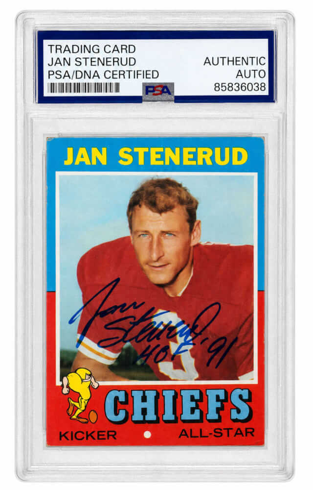 Jan Stenerud Kansas City Chiefs Autographed 1971 Topps Football Card #61-Powers Sports Memorabilia