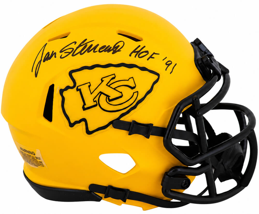 Jan Stenerud Autographed Kansas City Chiefs RAVE Riddell Speed Mini Helmet with HOF'91-Powers Sports Memorabilia