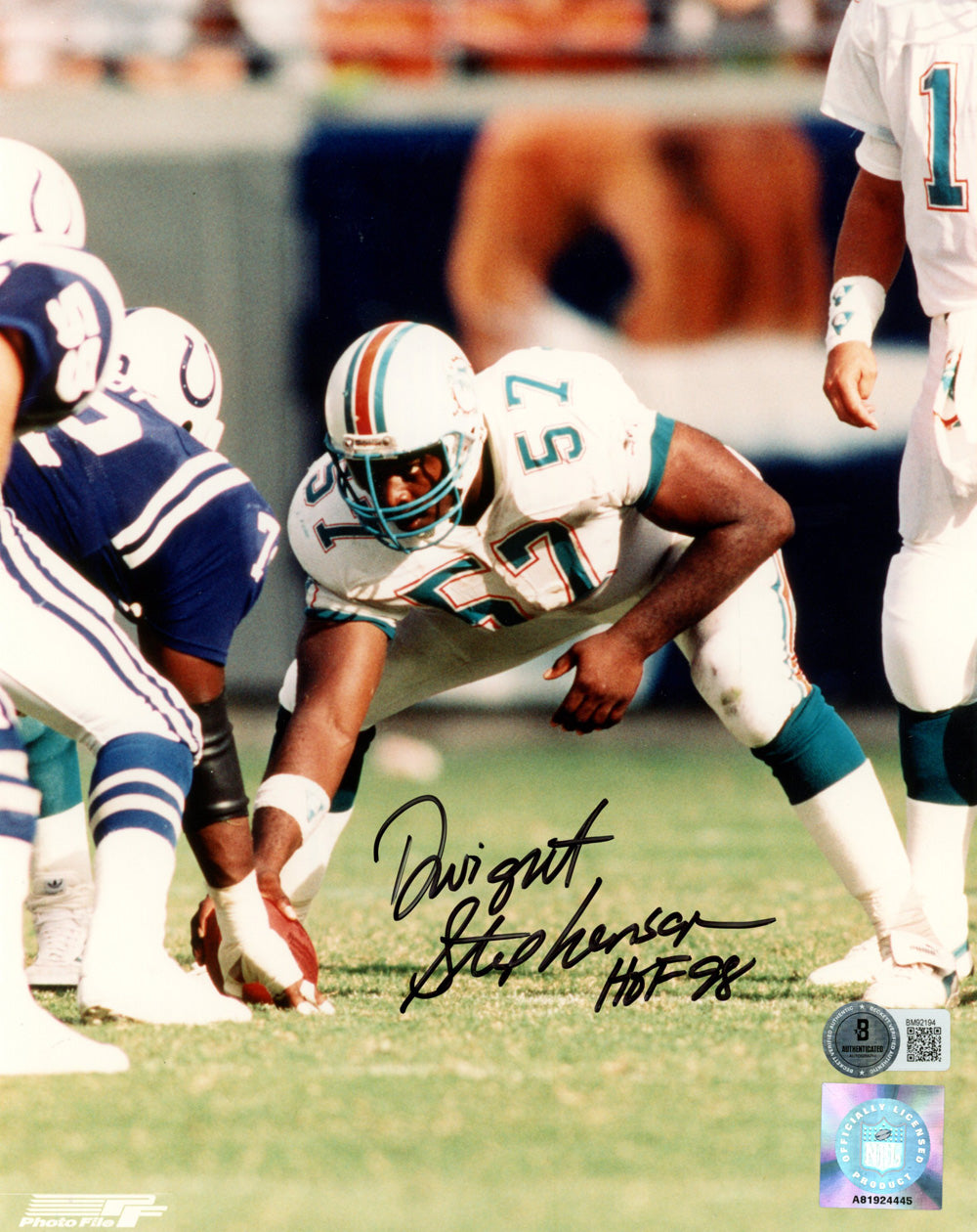 Dwight Stephenson Miami Dolphins Signed 8x10 Photo - HOF Beckett Beckett-Powers Sports Memorabilia